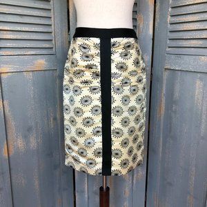 Milly Of New York Silk Ruched Starburst Pencil Skirt Sz 2